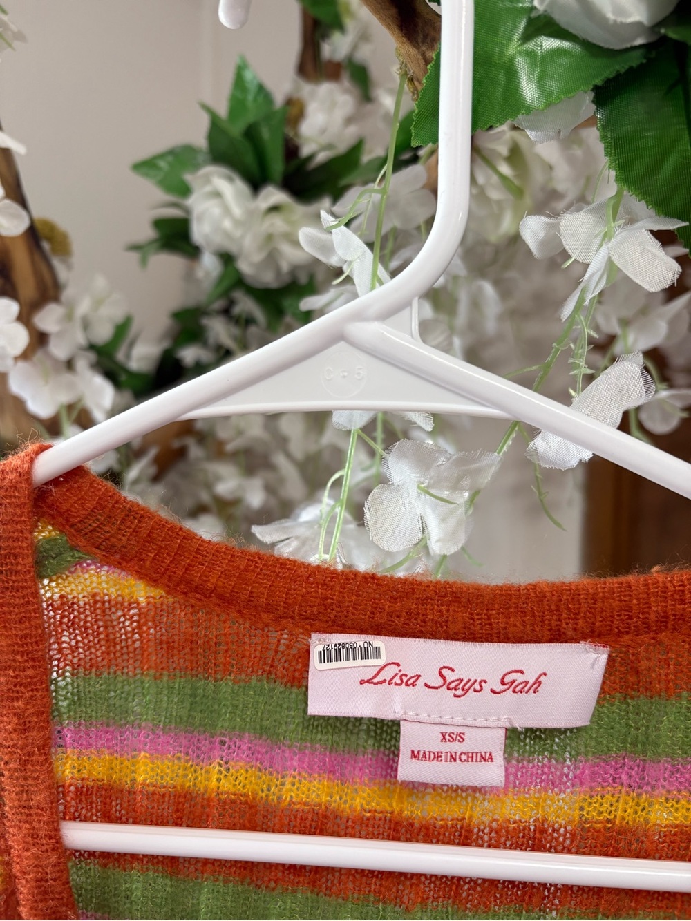 Lisa Says Gah Striped Rib Knit Midi Dress in Orange, Green, Pink - Picture 5 of 7